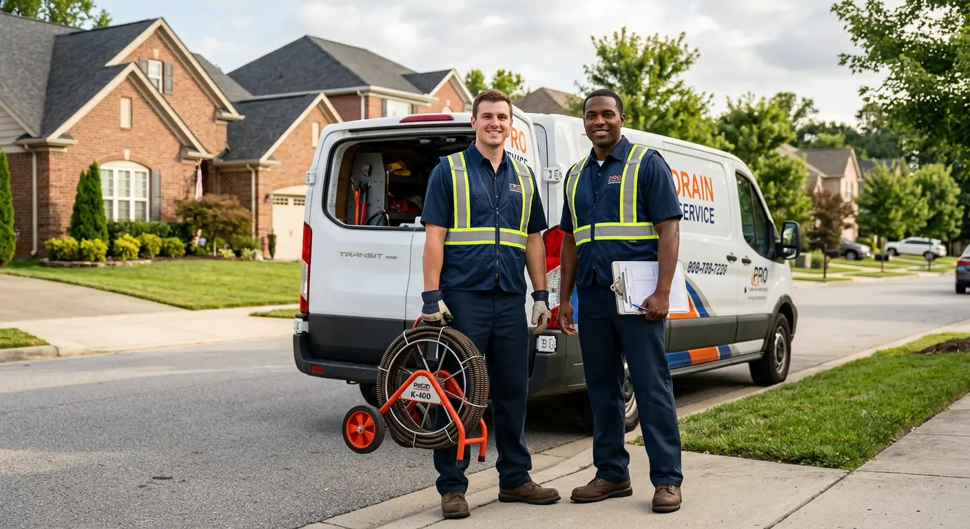 Sewer and drain service team with equipment ready for work in Peoria